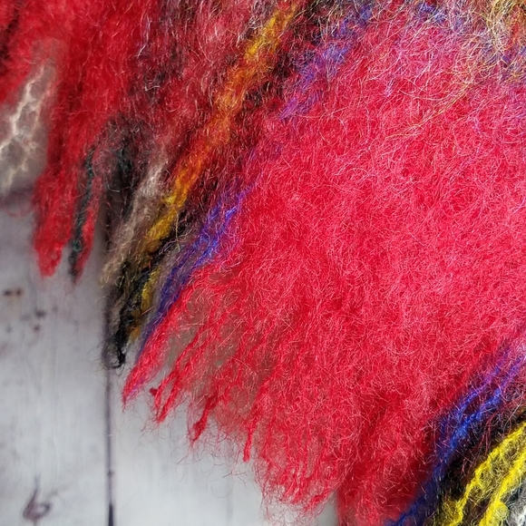 Hand Acraft Scard Mohair Wool Scotland Handmade Plaid Warm Soft Cozy Vintage - Picture 4 of 5